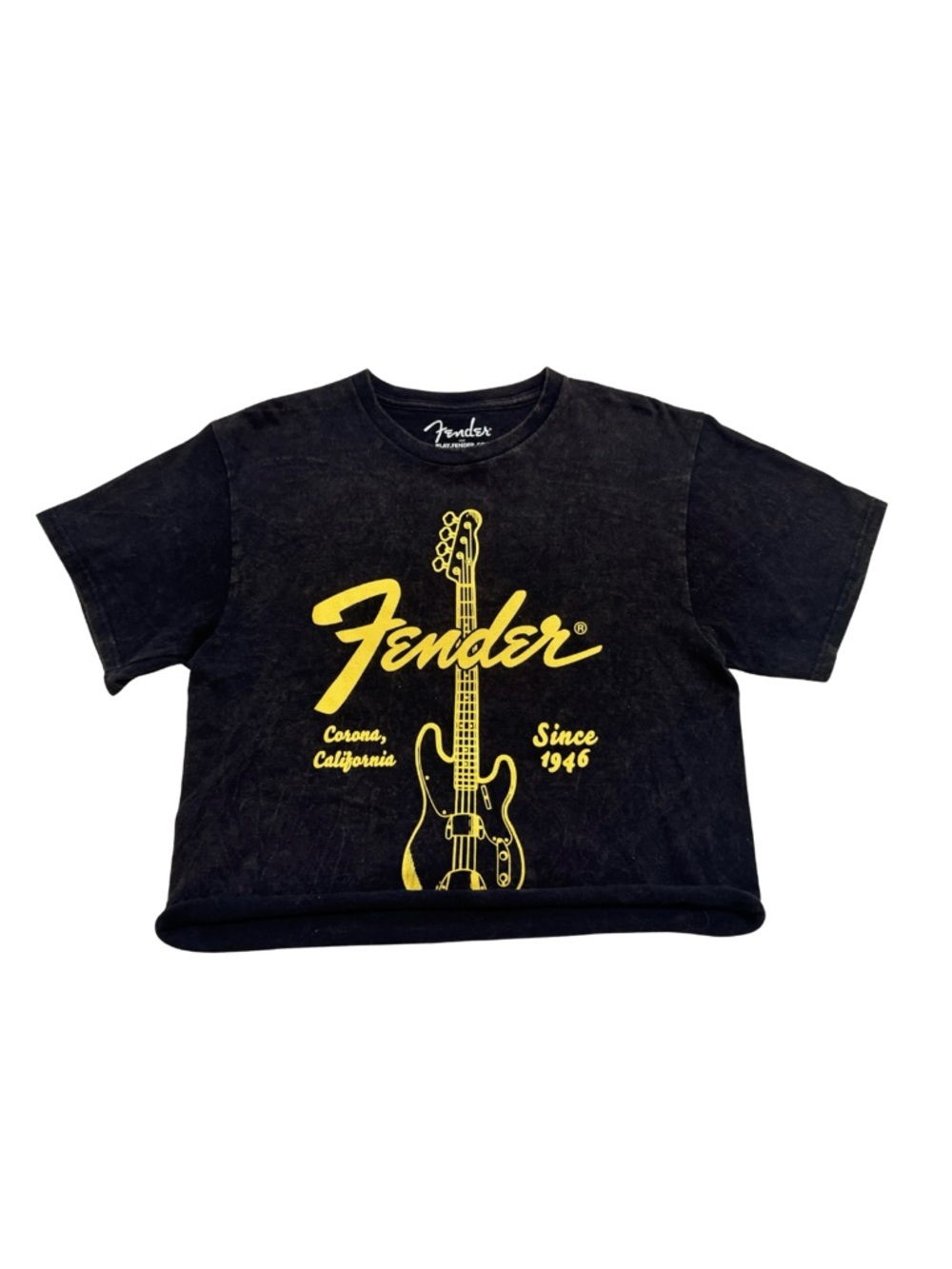 Fender Black Tee with White Logo Print